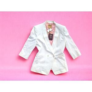 NWT Ted Baker Off-White Double-Breasted Blazer Stretchy - Size 4